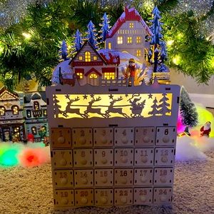 Wooden Christmas Village Advent Calendar